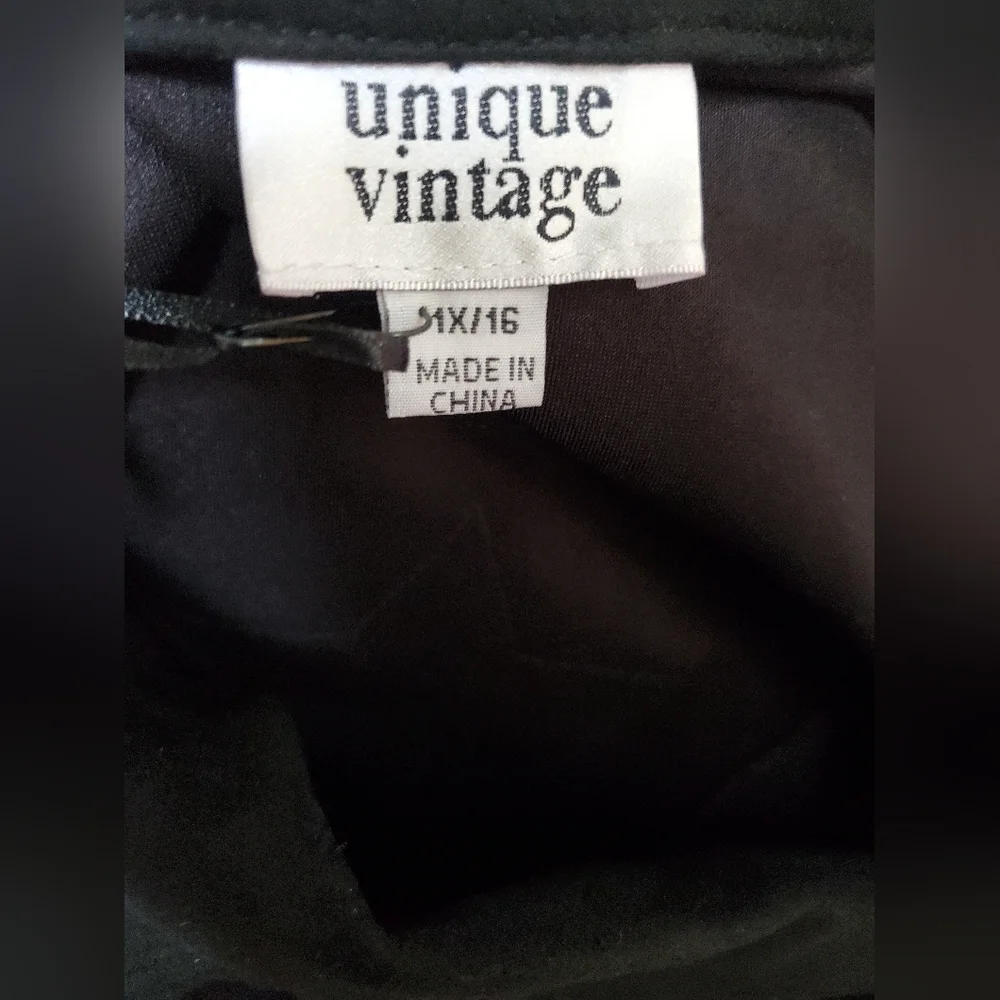 NWT Unique Vintage Black Faux Suede Tassle Fringe Cropped Jacket 1X / 16 - Picture 13 of 16